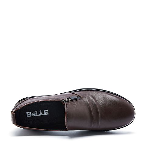 BELLE/百丽春季专柜同款棕色牛皮革男休闲鞋4TH01AM7