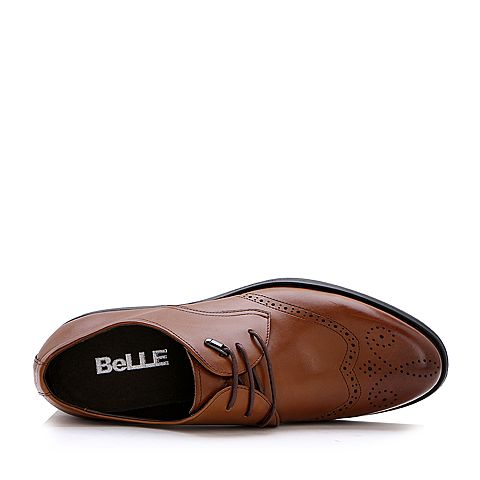 BELLE/百丽春季棕色商务正装牛皮男皮鞋21022AM7