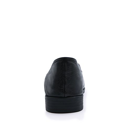 BELLE/百丽春专柜同款黑时尚英伦油皮绵羊皮女单鞋BLNA1AM7