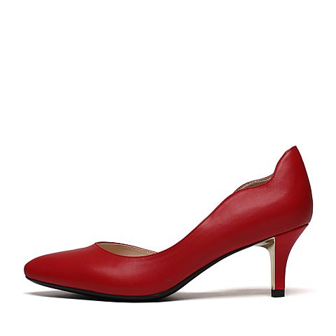 BELLE/百丽春季专柜同款红色小牛皮女凉鞋3VDZ4AK7