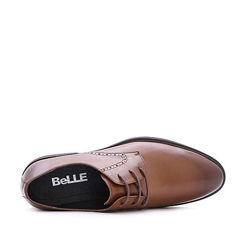 BELLE/百丽夏季棕色商务正装牛皮男皮鞋21801BM7