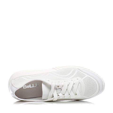 BELLE/百丽春季专柜同款白色牛皮/纺织品运动风厚底女鞋R1S1DAM7