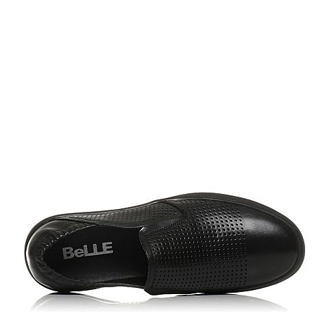 BELLE/百丽夏季专柜同款黑色牛皮鞋面打孔男皮鞋4UX02BM7
