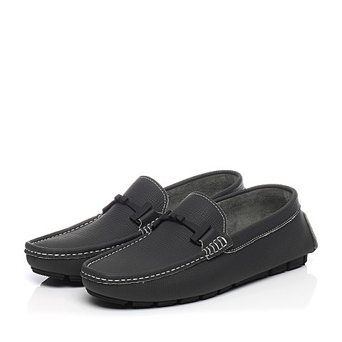 BELLE/百丽夏季专柜同款灰色牛皮男休闲鞋4VE01BM7