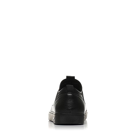 BELLE/百丽夏季专柜同款黑色牛皮/弹力布男休闲鞋4WR01BM7