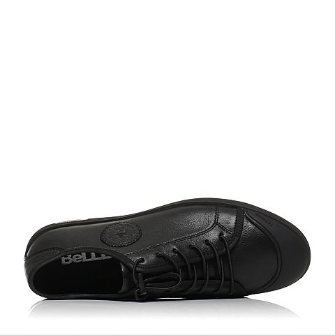 BELLE/百丽夏季专柜同款黑色牛皮男休闲鞋4WU01BM7