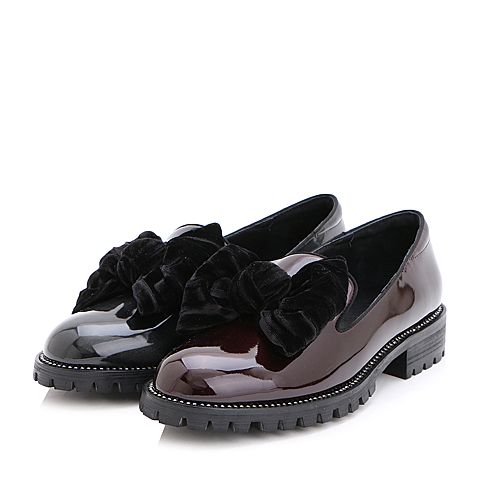 BELLE/百丽春黑色时尚可爱幻彩超纤女鞋19701AM7