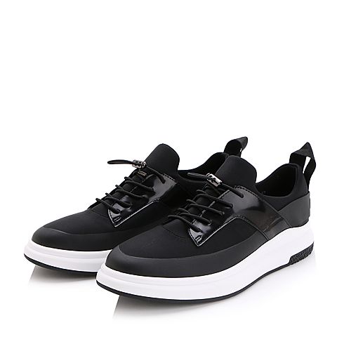 BELLE/百丽夏季黑色纺织物/牛皮男休闲鞋28801BM7