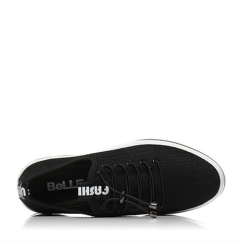 BELLE/百丽夏季专柜同款黑色编织布男休闲鞋4XA01BM7