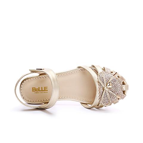 BELLE/17年春夏新款时尚女童鞋头镂空设计带闪钻舒适优雅柔软亲时装凉鞋DE0282