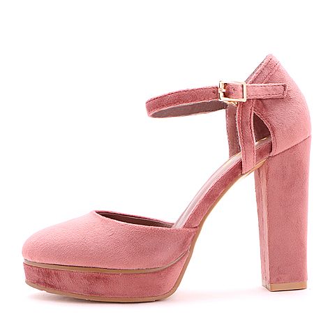 BELLE/百丽夏粉色时尚优雅纺织品女凉鞋33901BK7