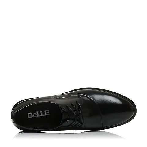 BELLE/百丽秋季黑色牛皮商务正装系带方跟男皮鞋54102CM7