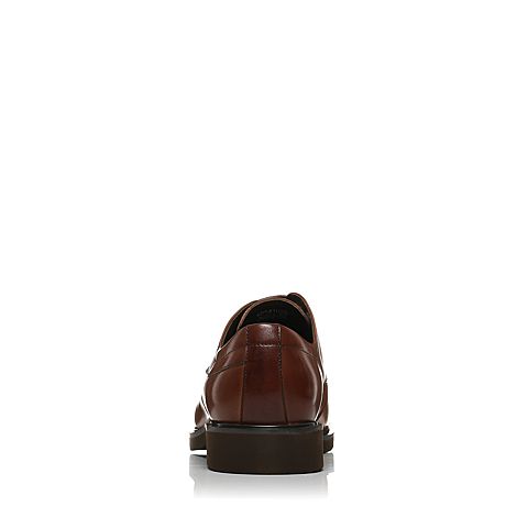 BELLE/百丽秋季棕色牛皮商务正装方跟男皮鞋54102CM7
