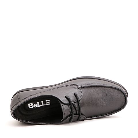 BELLE/百丽秋季黑色牛皮系带男休闲鞋54881CM7