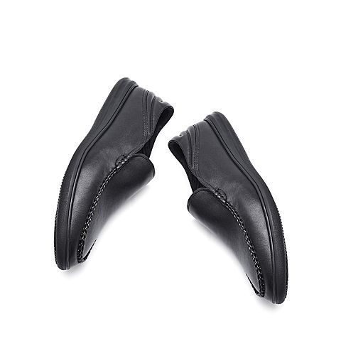 BELLE/百丽秋季专柜同款黑色牛皮套脚男休闲鞋4ZL02CM7