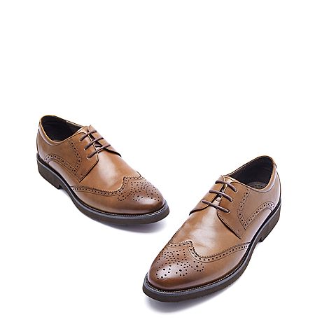 BELLE/百丽秋季专柜同款棕色牛皮商务正装布洛克鞋男皮鞋4ZJ01CM7