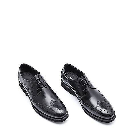 BELLE/百丽秋季专柜同款黑色牛皮商务正装布洛克鞋男皮鞋4ZJ01CM7