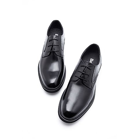 BELLE/百丽秋季专柜同款黑色牛皮男皮鞋4XQ01CM7