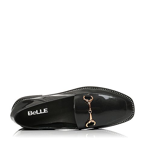 BELLE/百丽秋季专柜同款灰色珠光漆皮牛皮女单鞋BLND2CM7