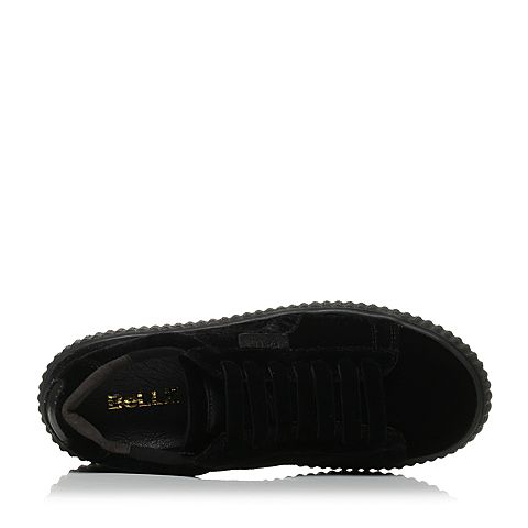 BELLE/百丽秋季专柜同款黑色绒布厚底女单鞋SG22DCM7