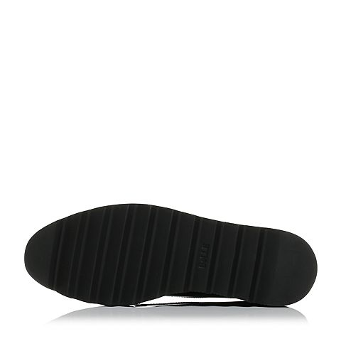 BELLE/百丽秋季专柜同款黑色漆皮牛皮松糕女单鞋BWZ20CM7