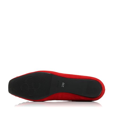 BELLE/百丽秋季专柜同款红色羊绒皮女单鞋BUJ03CQ7