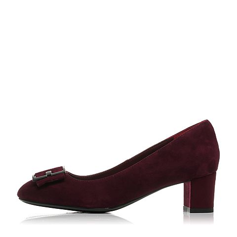 BELLE/百丽秋季专柜同款紫红色羊绒皮女单鞋BWI04CQ7