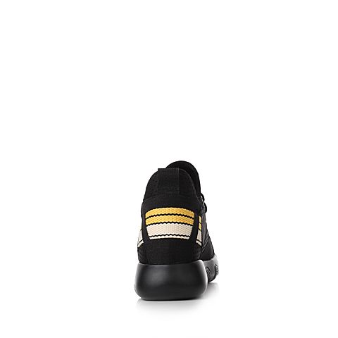 BELLE/百丽秋季专柜同款黑色弹力布/滴胶运动风女休闲鞋R5T1DCM7