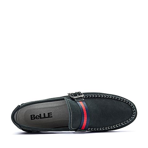 BELLE/百丽秋季专柜同款黑色磨砂牛皮男休闲皮鞋5JB01CM7
