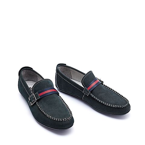 BELLE/百丽秋季专柜同款黑色磨砂牛皮男休闲皮鞋5JB01CM7