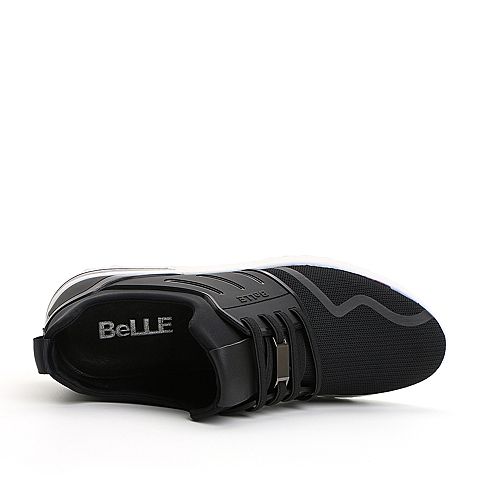 BELLE/百丽夏季专柜同款黑色编织布/弹力布/胶片男休闲鞋4ZQ11BM7