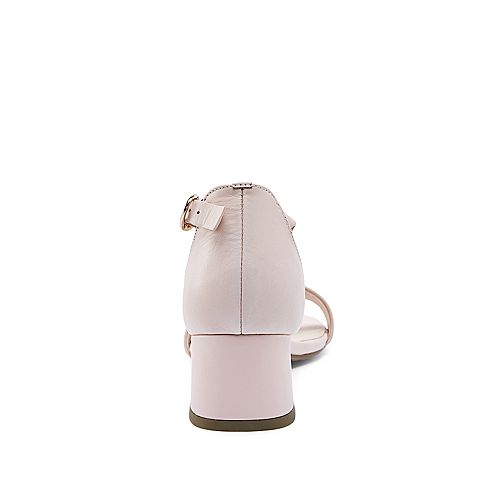 BELLE/百丽专柜同款夏粉色胎牛皮革女皮凉鞋BGFA2BL7