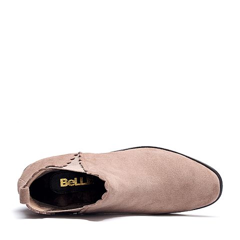 BELLE/百丽冬季专柜同款灰色羊绒皮/橡筋女短靴（绒里）R7X1DDD7