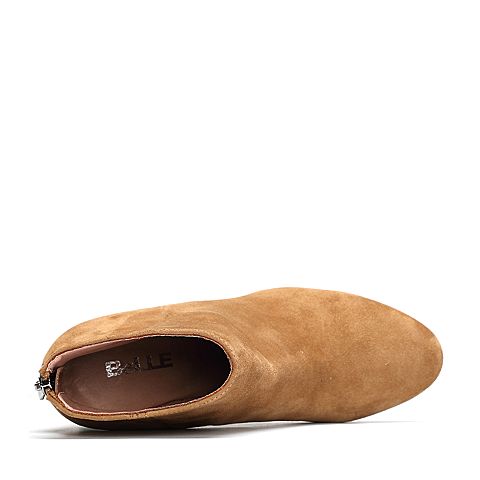 BELLE/百丽冬季专柜同款棕色羊绒皮女短靴 BVD50DD7