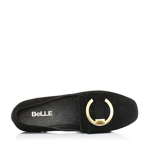 BELLE/百丽秋季专柜同款黑色羊绒皮女休闲鞋R8B1DCM7