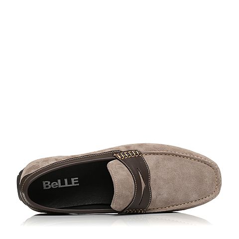 BELLE/百丽冬季沙色牛剖层革男休闲鞋76004DM7