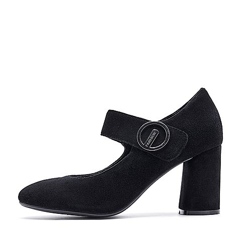 BELLE/百丽玛丽珍鞋秋季专柜同款黑色羊绒皮女单鞋R3B1DCQ7