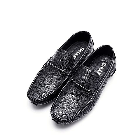 BELLE/百丽秋季专柜同款黑色牛皮男休闲鞋5LQ11CM7
