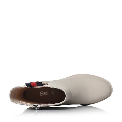 BELLE/百丽冬季专柜同款米白水染牛皮女短靴R8U1DDD7