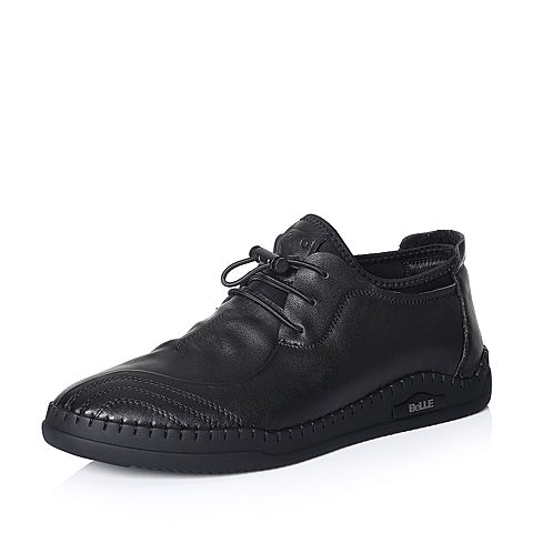 BELLE/百丽冬季专柜同款黑色牛皮男休闲鞋5JS01DM7
