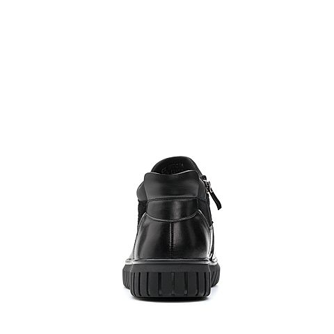 BELLE/百丽冬季专柜同款黑色牛剖层革/牛皮革男休闲靴(毛里)5MP01DD7