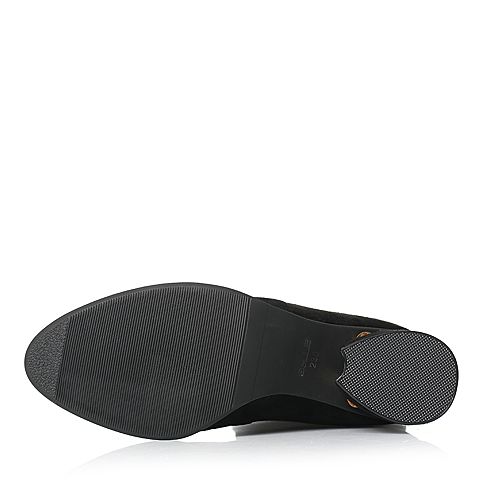 BELLE/百丽瘦瘦靴冬季专柜同款黑色弹力布/羊绒皮女长靴（绒里）R9B1DDC7