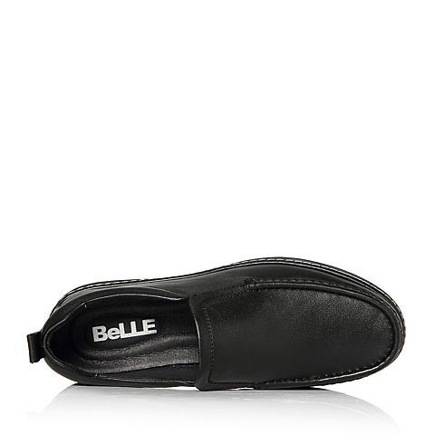 BELLE/百丽冬季专柜同款黑色牛皮革男休闲靴5PD02DM7