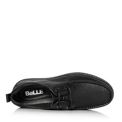 BELLE/百丽冬季专柜同款黑色牛皮革男休闲靴5PD01DM7