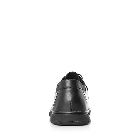 BELLE/百丽春季新品专柜同款黑色牛皮革/纺织品男皮鞋B1512AM8