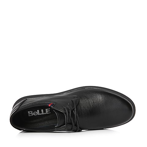 BELLE/百丽春季新品专柜同款黑色牛皮革/纺织品男皮鞋B1512AM8