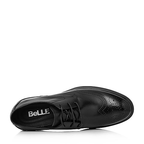 BELLE/百丽春季新品专柜同款黑色小牛皮革男皮鞋B3G11AM8
