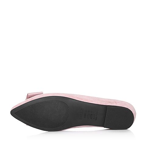 BELLE/百丽专柜同款粉色羊绒皮浅口尖头底跟女单鞋S1T1DAQ8