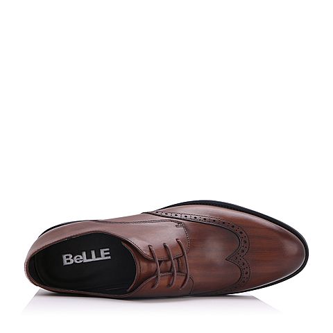 BELLE/百丽春季新品棕色牛皮商务正装男皮鞋婚鞋09835AM8