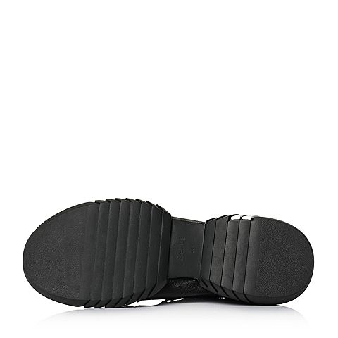 BELLE/百丽专柜同款黑色运动风弹力布/胶片女休闲鞋S2K1DAM8